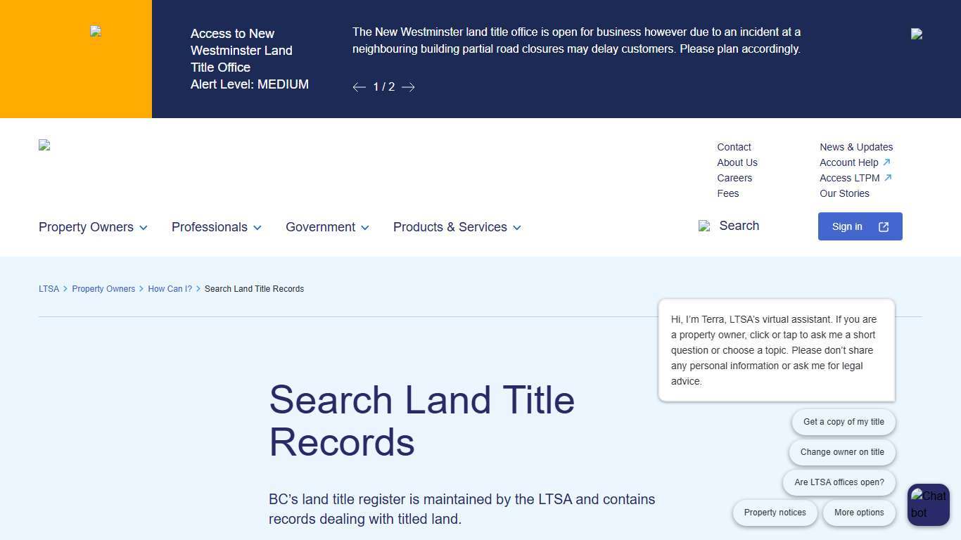 Search Land Title Records - LTSA